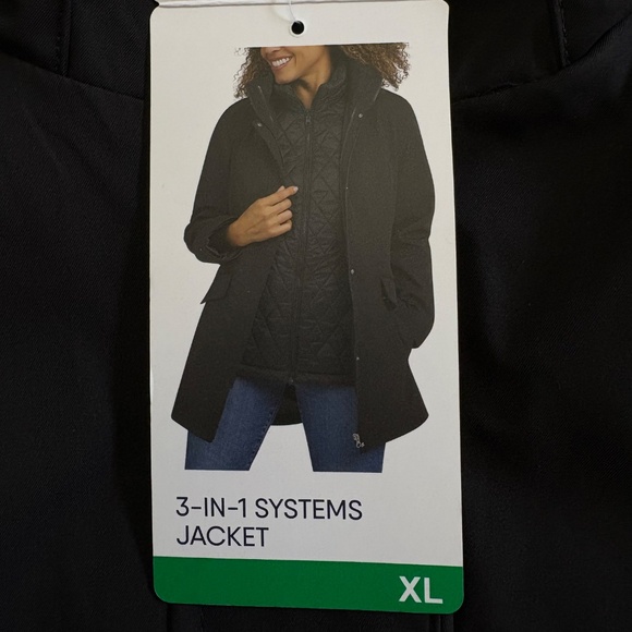 Lands' End Ladies' 3-in-1 Systems Jacket, Hooded, Black, XL NWT - Picture 5 of 16